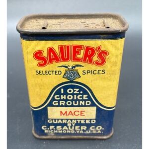 Vintage Sauer's Spice Tin‎ - Mace #3 - Advertising